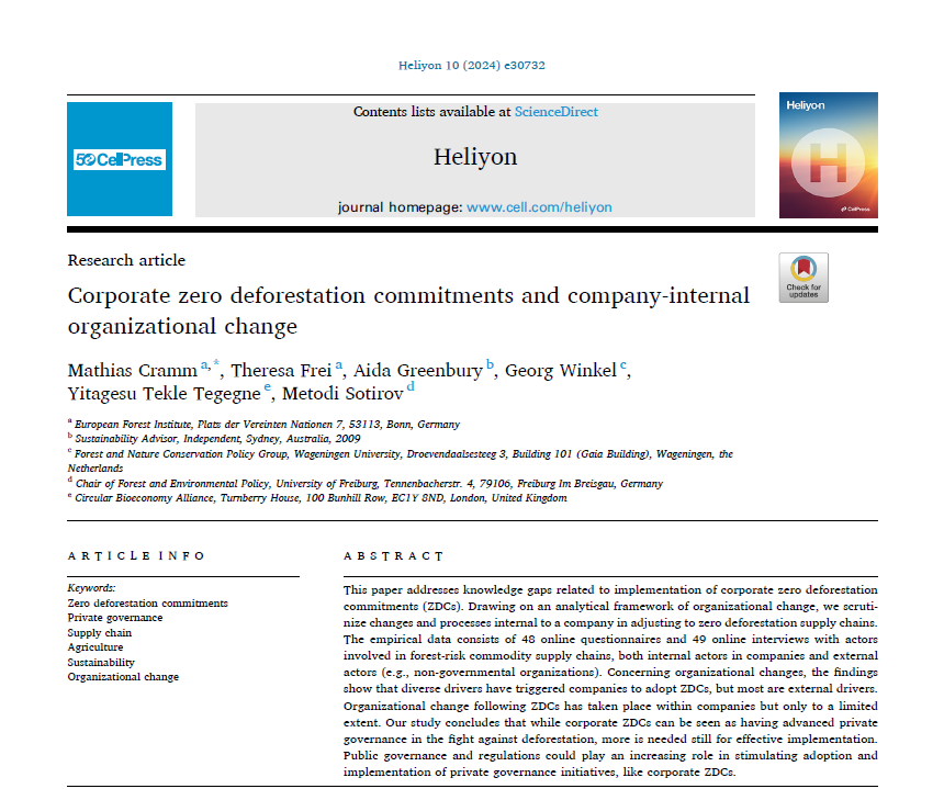 Corporate Zero Deforestation Commitments and Company-Internal Organizational Change
